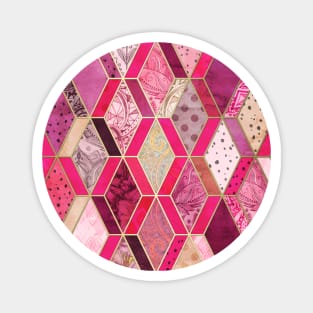 Wild Pink & Pretty Diamond Patchwork Pattern Magnet